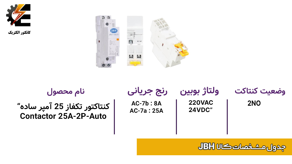 مزایای کنتاکتور تک فاز کلید دار (دستی) jbh Manual / Automatic Single Phase Contactor 