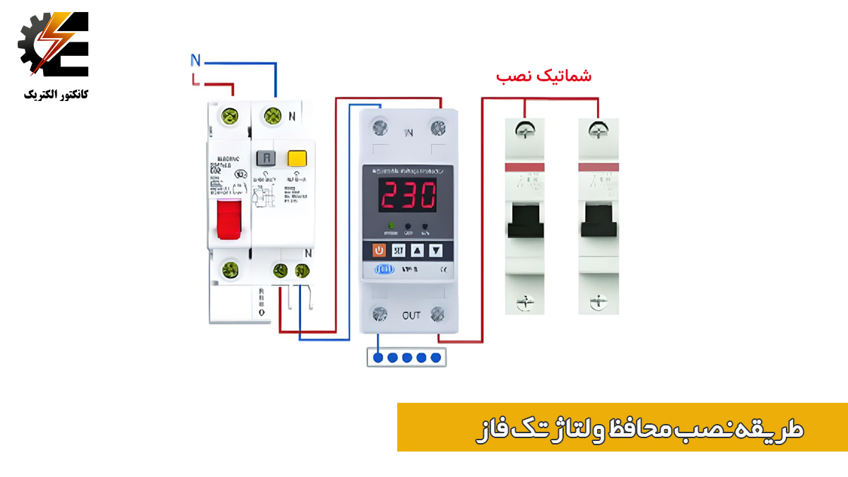 طریقه نصب محافظ ولتاژ تک فاز 63 آمپر  JBH