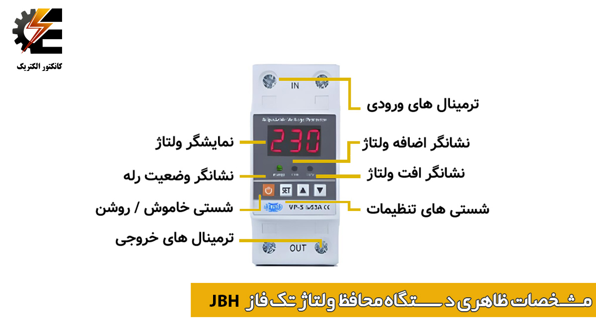 مشخصات محافظ ولتاژ تکفاز 63 آمپر JBH